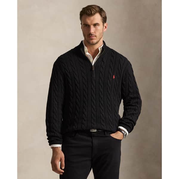 Ralph Lauren Cable-Knit Cotton Quarter-Zip Sweater