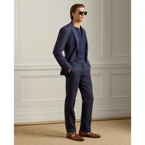 Ralph Lauren Gregory Hand-Tailored Silk-Linen Trouser