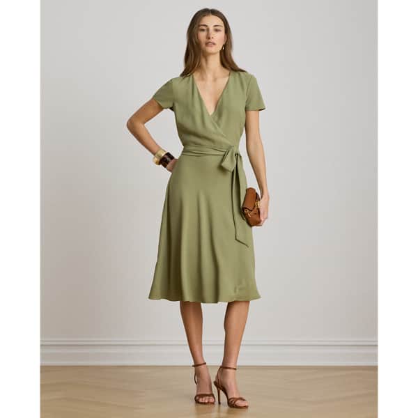Ralph Lauren Belted Georgette Surplice Dress