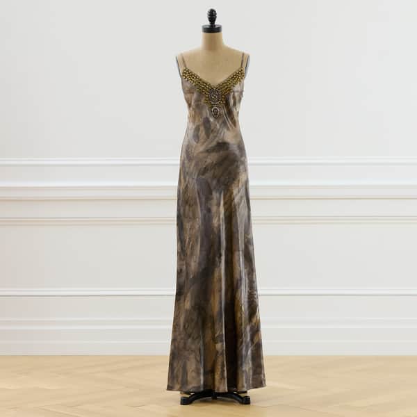 Ralph Lauren 2016 Amber Beaded Evening Dress - Size 8