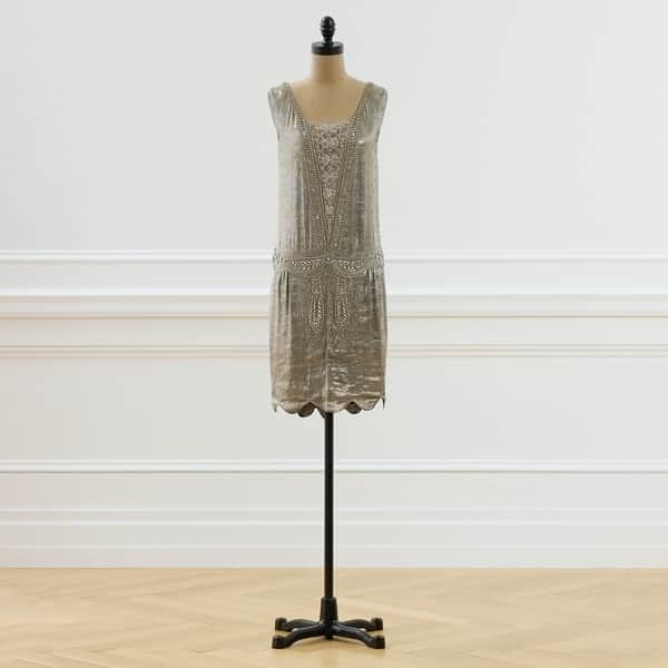 Ralph Lauren 2007 Beaded Lamé Shift Dress - Size 4