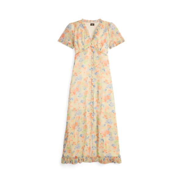 Ralph Lauren Floral Crinkle Silk Chiffon Dress