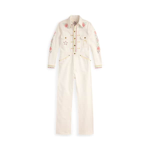 Ralph Lauren Embroidered Cotton-Linen Denim Coverall