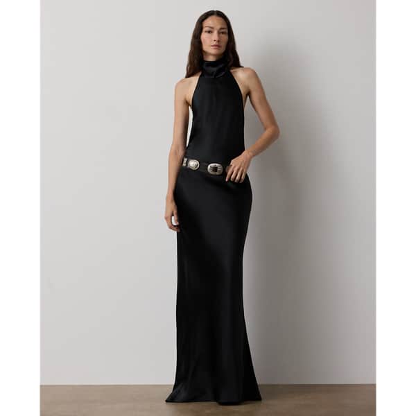 Ralph Lauren Chilton Stretch Satin Evening Dress