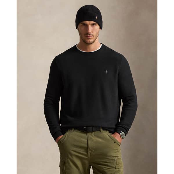 Ralph Lauren Mesh-Knit Cotton Crewneck Sweater