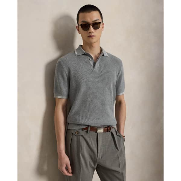 Ralph Lauren Waffle-Knit Cotton Polo Sweater