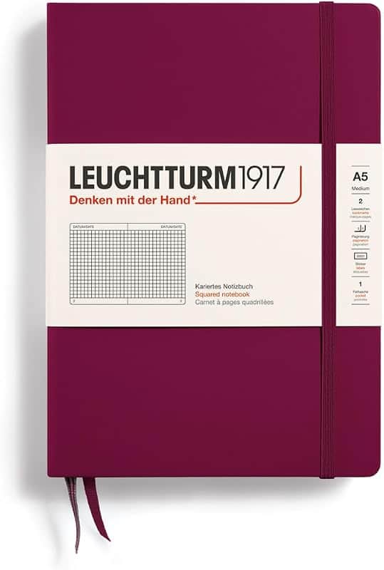 Notebook Hardcover Medium A5-251 Numbered Pages for Writing and Journaling (Port Red, Squ…