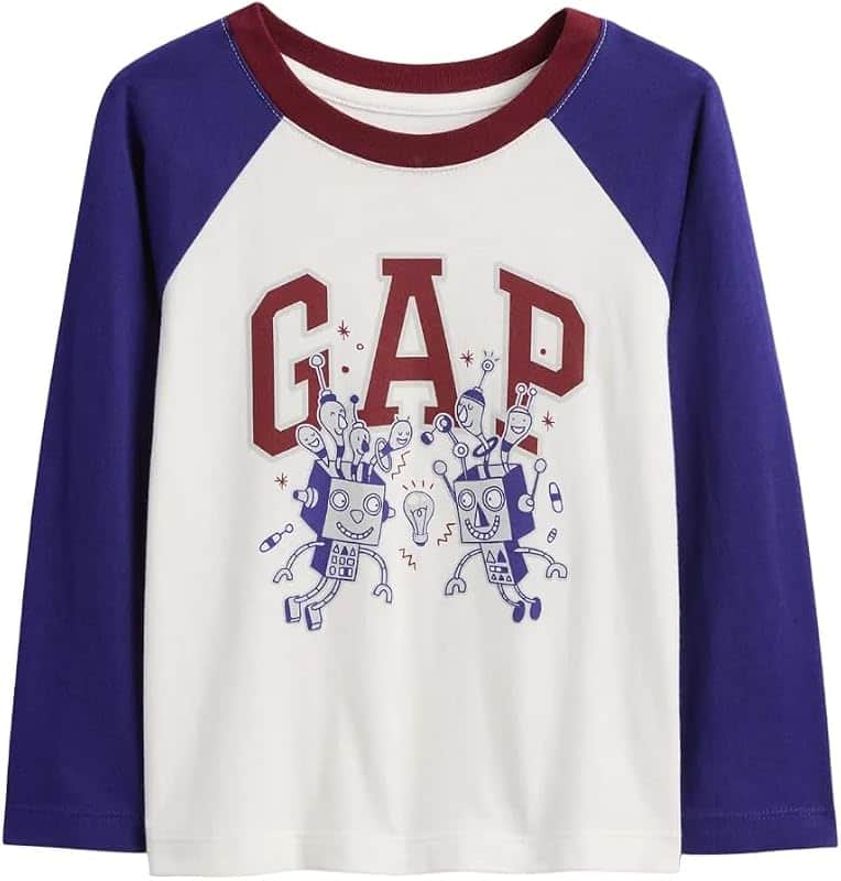 Baby-Boys Long Sleeve Logo Raglan Tee, New Off White, 5YRS
