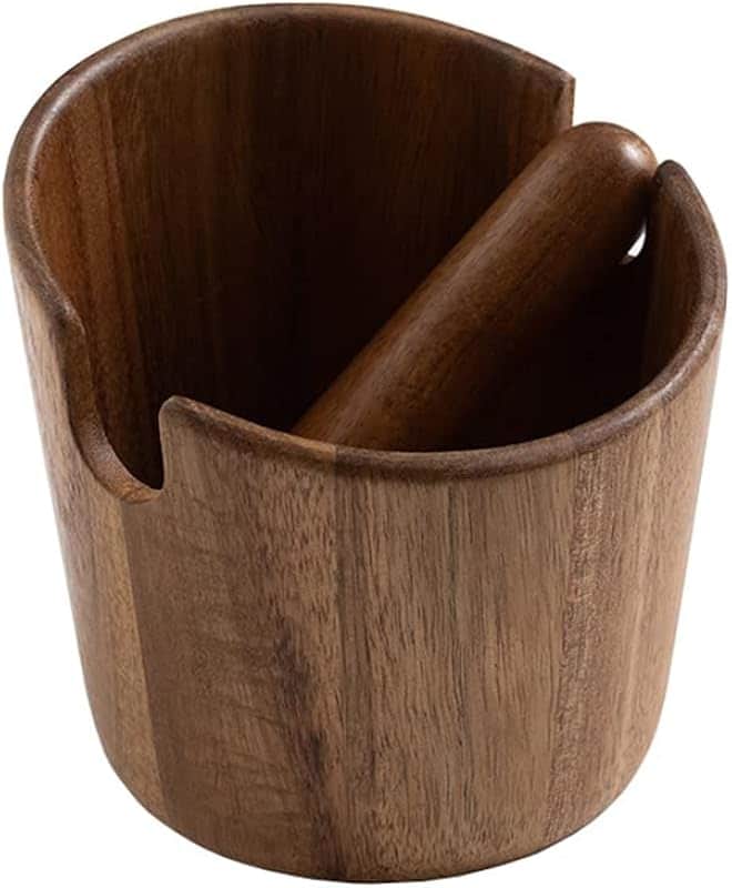 5 inch Coffee Knock Box espresso knock box,Wood Bin for Espresso Machine Coffee Grounds A…