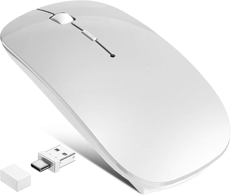 FYBC Bluetooth Wireless Laptop Mouse for MacBook Air iPad Mac, 2.4G Rechargeable Computer…