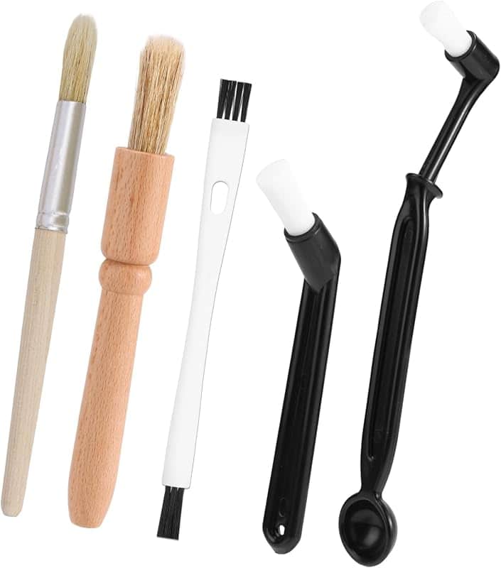 5pcs Coffee Machine Cleaning Brushes Set, Boar Bristle Espresso & Grinder Brushes Kit wit…