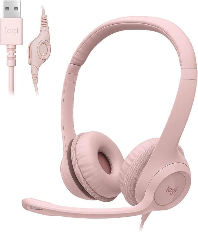 H390 Wired Headset PC/Laptop Stereo Headphones, USB-A, Rose