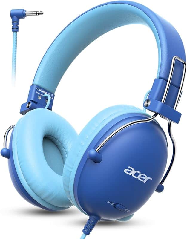 Kids Headphones Wired for School, 74-85dB Limiter, Blue OHW342 | Foldable On-Ear Stereo S…
