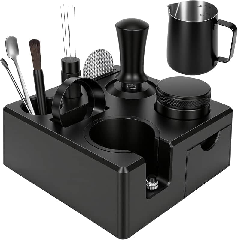 10PCS 51mm Espresso Accessories Kit with Tamping Station & Milk Pitcher
