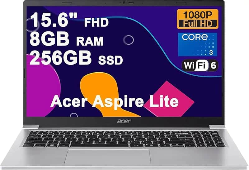 Aspire Lite Business Laptop 15.6" FHD ComfyView Intel 8-core Core 3 N350 8GB RAM 128GB SS…