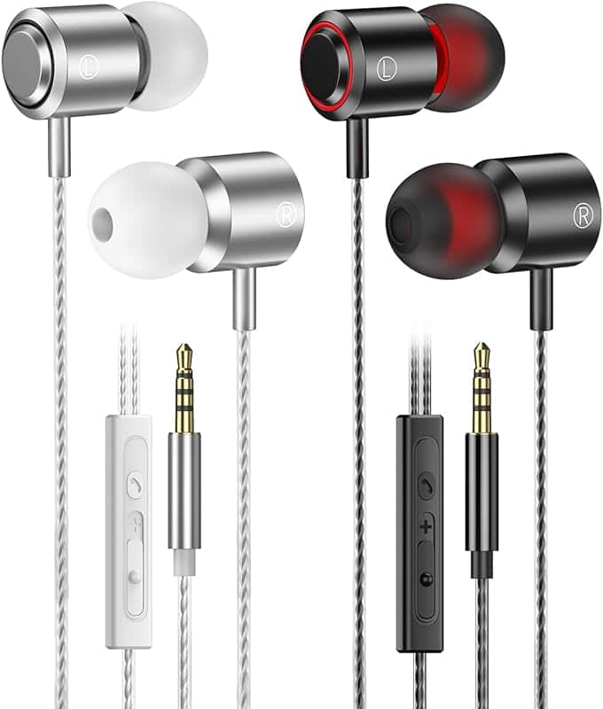 2 Pack Wired Earbuds with Microphone, In-Ear Headphones Wired with Noise Blocking &Volume…