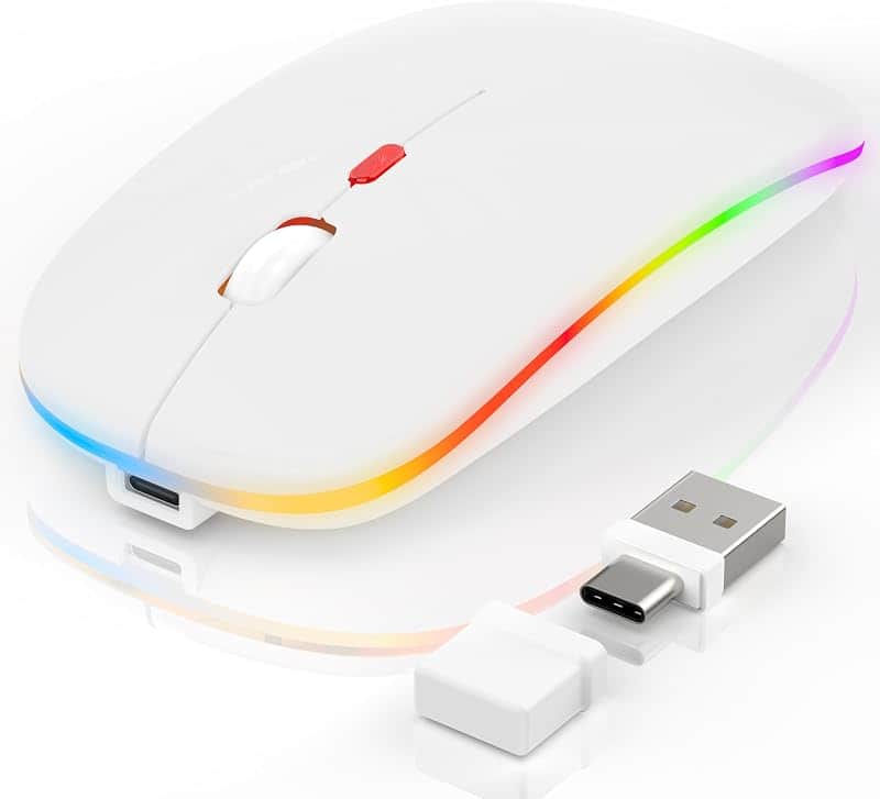 FYBC LED Bluetooth Wireless Mouse for MacBook Air/Pro/iPad/Mac/PC/Laptop, Portable Rechar…
