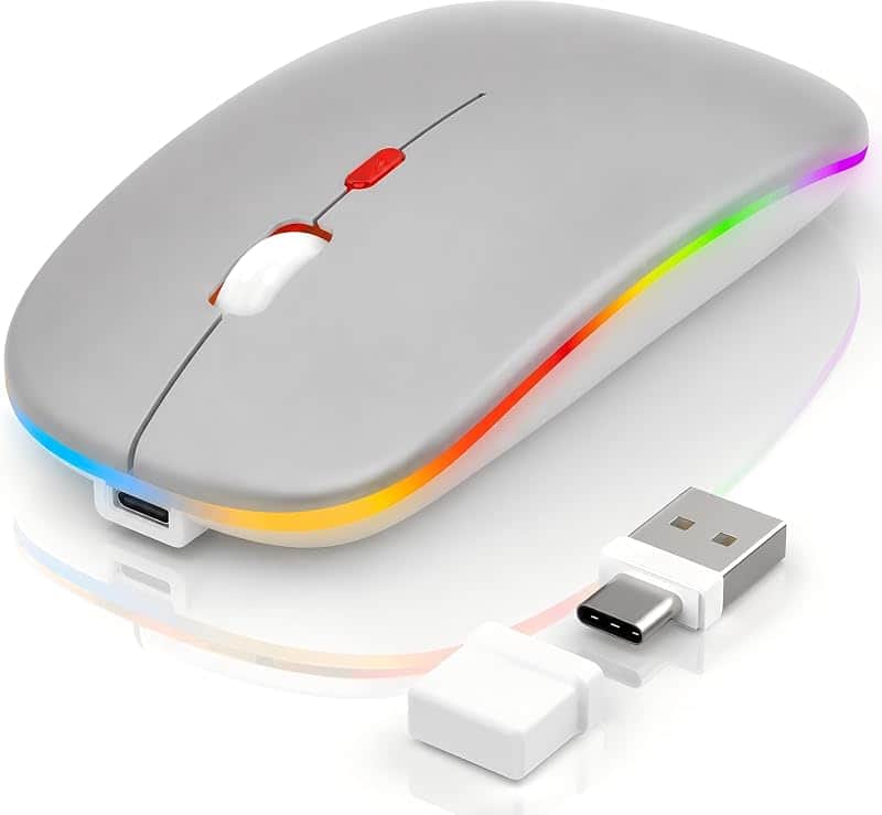 FYBC LED Bluetooth Wireless Mouse for MacBook Air iPad Pro PC Laptop, Slim Rechargeable R…
