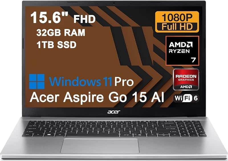 Aspire Go 15 AI Business Laptop 15.6" FHD ComfyView AMD 8-core Ryzen 7 7730U 32GB RAM 1TB…
