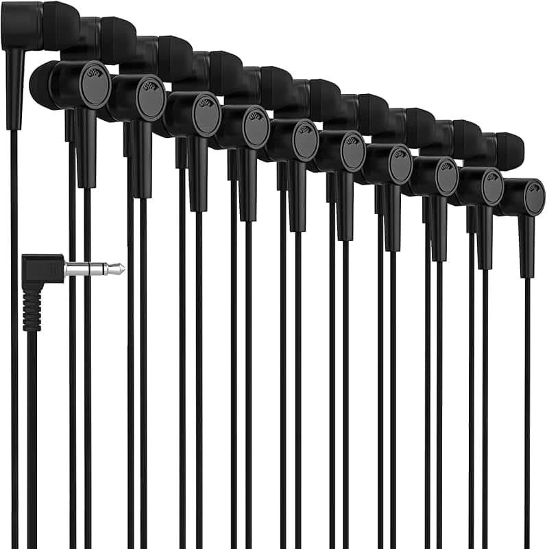 Maeline Bulk 10 Pack Earbuds, Noise Isolating in-Ear Headphones for Classroom, Library, A…