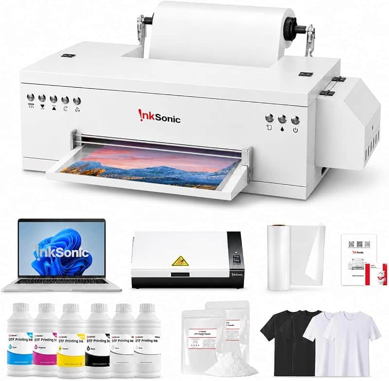 INKSONIC 13" L1800 DTF Printer with Oven & Laptop Bundle for Custom Apparel | Complete pr…