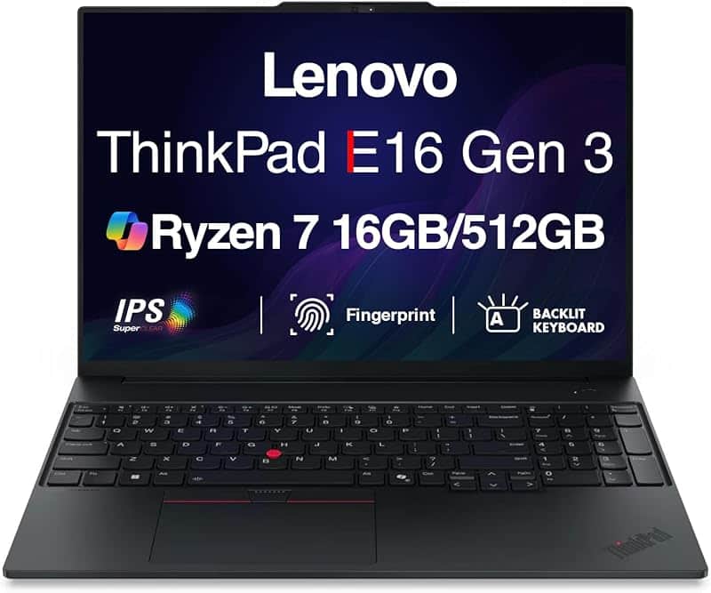 ThinkPad E16 Gen 3 Laptop 16" FHD+ Display, Ryzen 7 250, 16GB/512GB