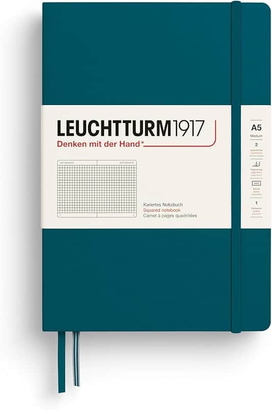 Notebook Hardcover Medium A5-251 Numbered Pages for Writing and Journaling (Pacific Green…