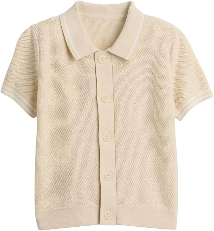Baby Boys' Short Sleeve Button Down Sweater Top