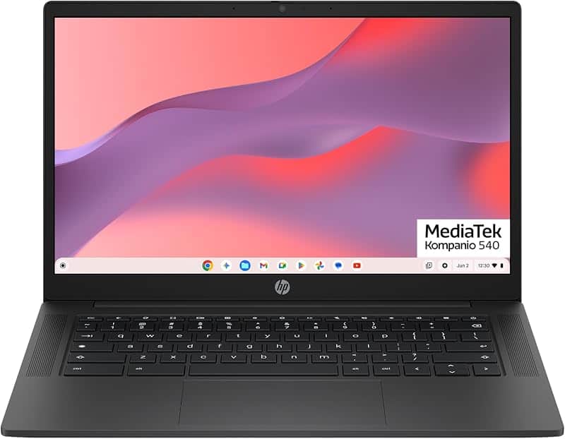 Chromebook 14, MediaTek Kompanio 540, 8 GB RAM, Mica Silver | 128 GB UFS, HD Display, Arm…