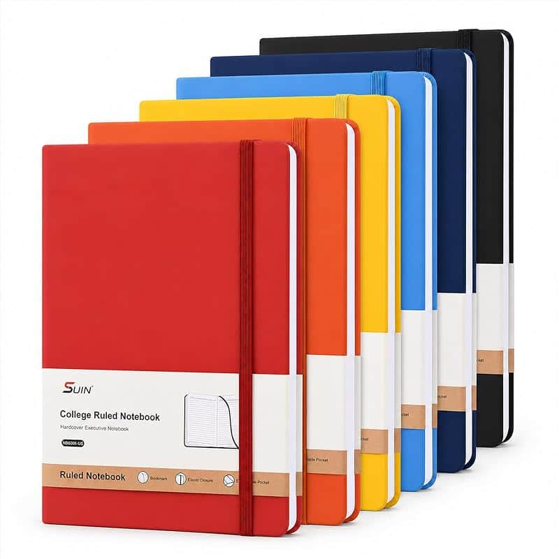 A5 Hardcover Lined Notebooks, Assorted Colors, 6 Pack, 200 Pages Each