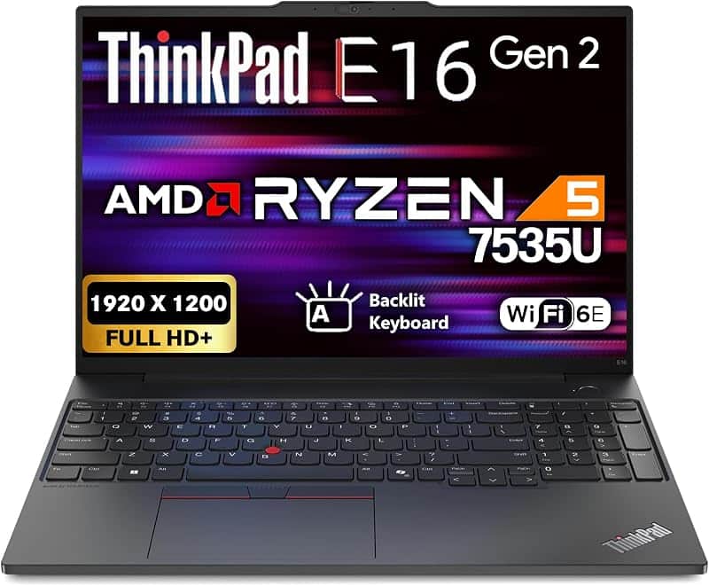 ThinkPad E16 Gen 2, 16" FHD+ IPS Display, AMD Ryzen 5 7535U, 32GB DDR5, 1TB SSD, FP Reade…
