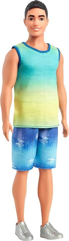 Fashionistas Ken Doll #236 with Black Hair | Wearing Blue and Green Ombre Tank with Jean…