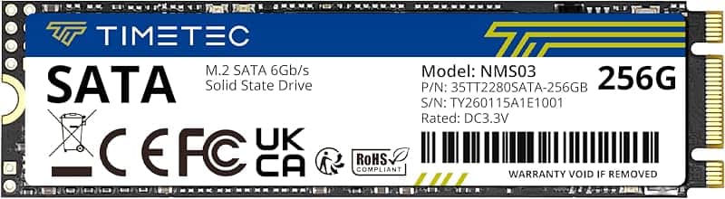 Timetec 256GB SSD 3D NAND SATA III 6Gb/s M.2 2280 NGFF 128TBW Read Speed Up to 550MB/s SL…