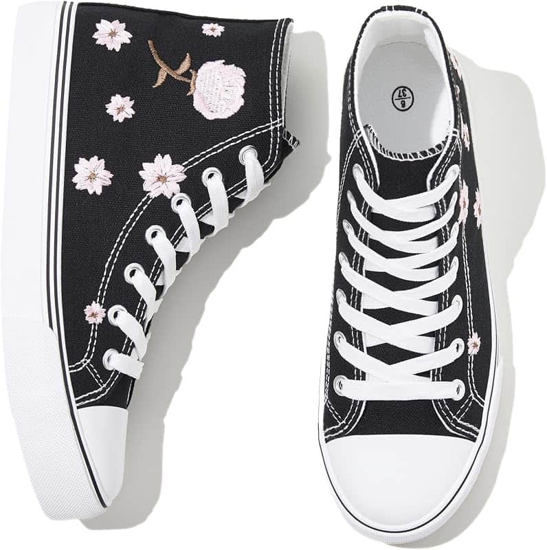 Women's High Top Canvas Sneakers Casual Walking Shoes