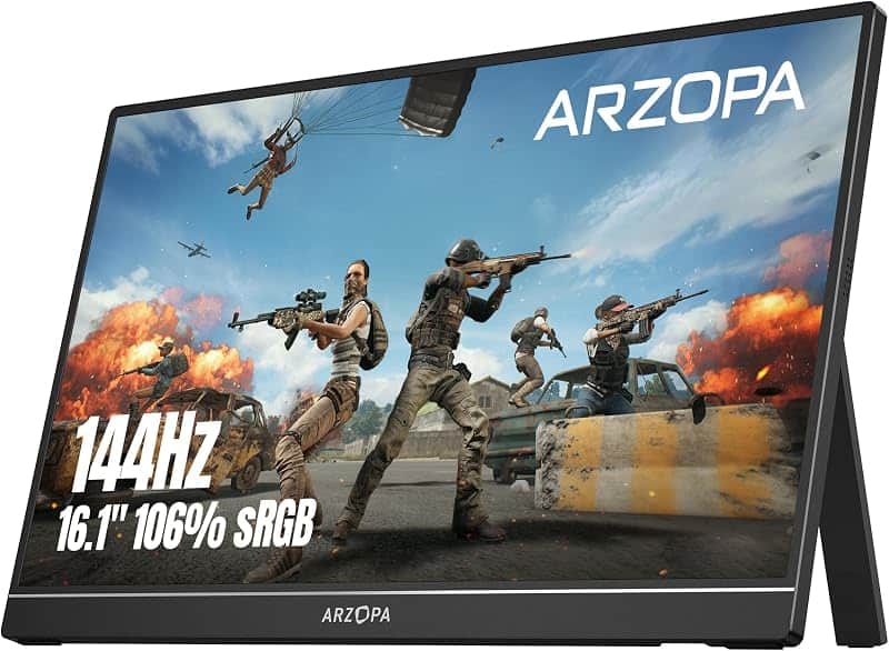 ARZOPA 16.1'' 144Hz Portable Gaming Monitor 106% sRGB - Z1FC | 1080P FHD Kickstand Portab…