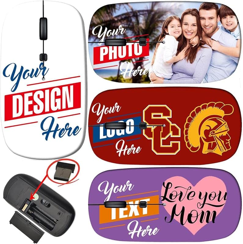 maizi Custom Wireless Mouse Personalized Mice for Laptop, Design Your Own Computer 2.4G U…