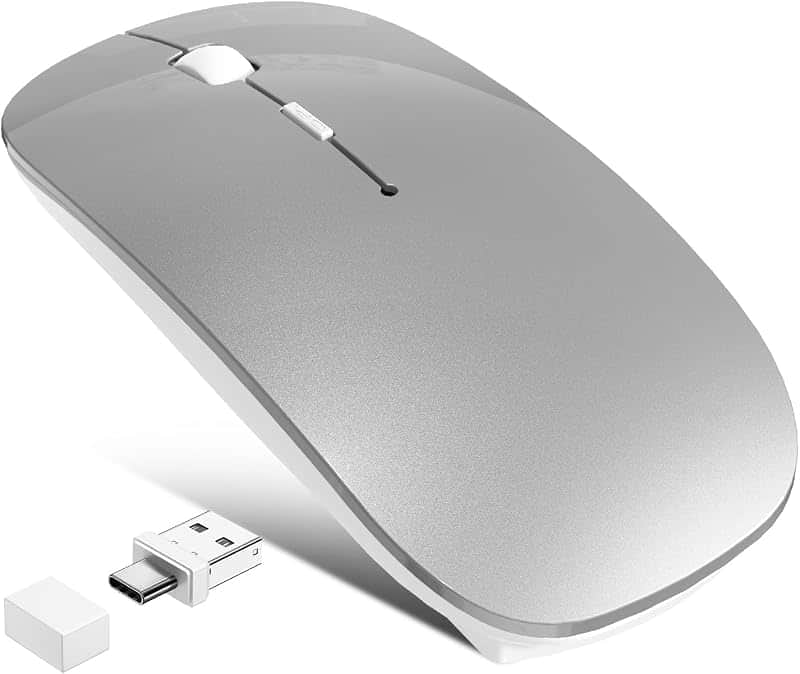 FYBC Wireless Mouse for MacBook Air iPad Pro Mac PC, Slim Bluetooth Rechargeable Computer…