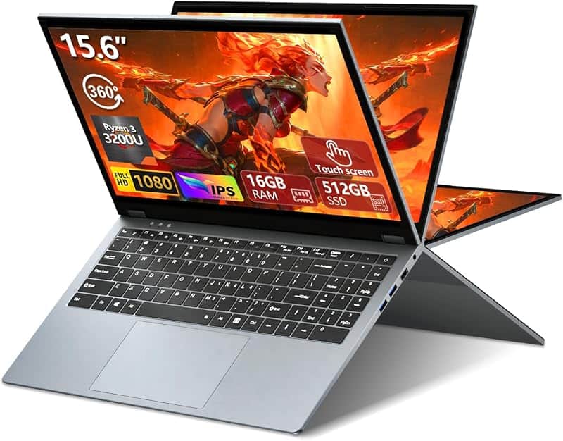 2 in 1 Laptop Computer, 15.6 Inch Convertible Laptop, 16GB DDR4 RAM 512GB SSD Touchscreen…