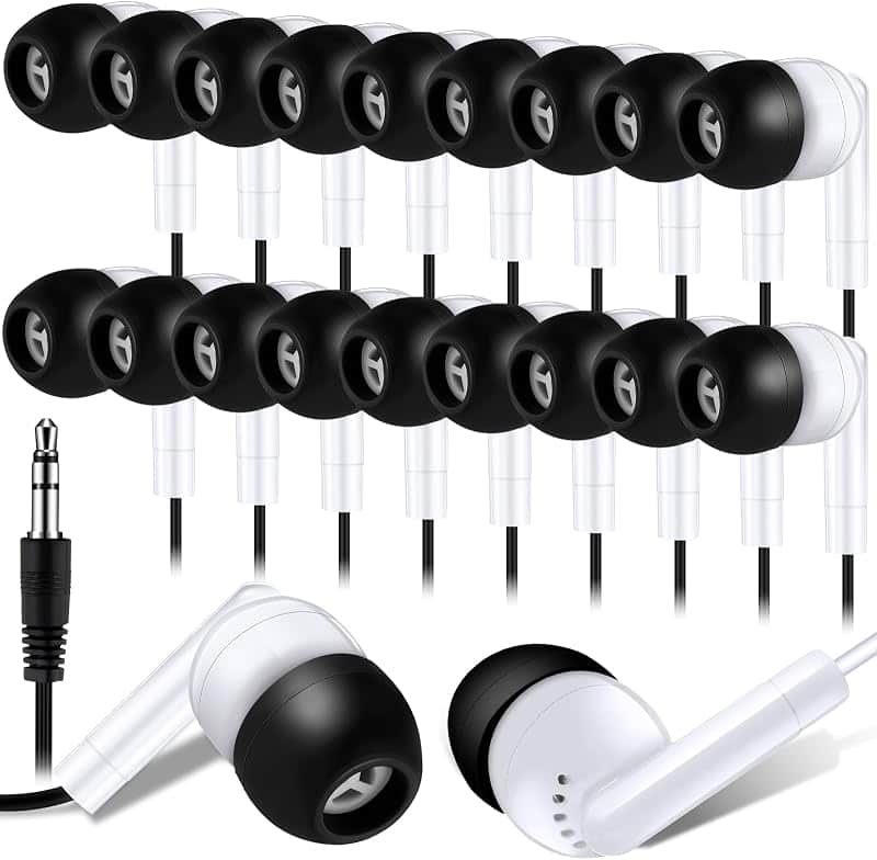 Kanayu 100 Pack Wired Earbuds Bulk for Classroom, 3.5MM No Mic,Black White | Student Head…