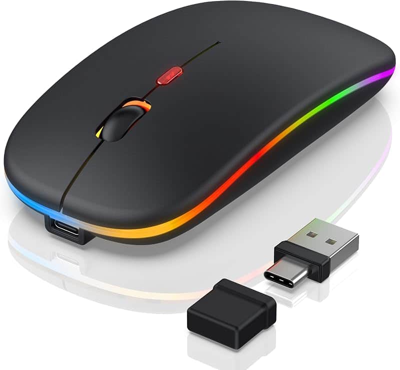 Bluetooth LED Wireless Mouse for MacBook Air iPad Pro Mac Laptop PC - Slim RGB Wireless M…