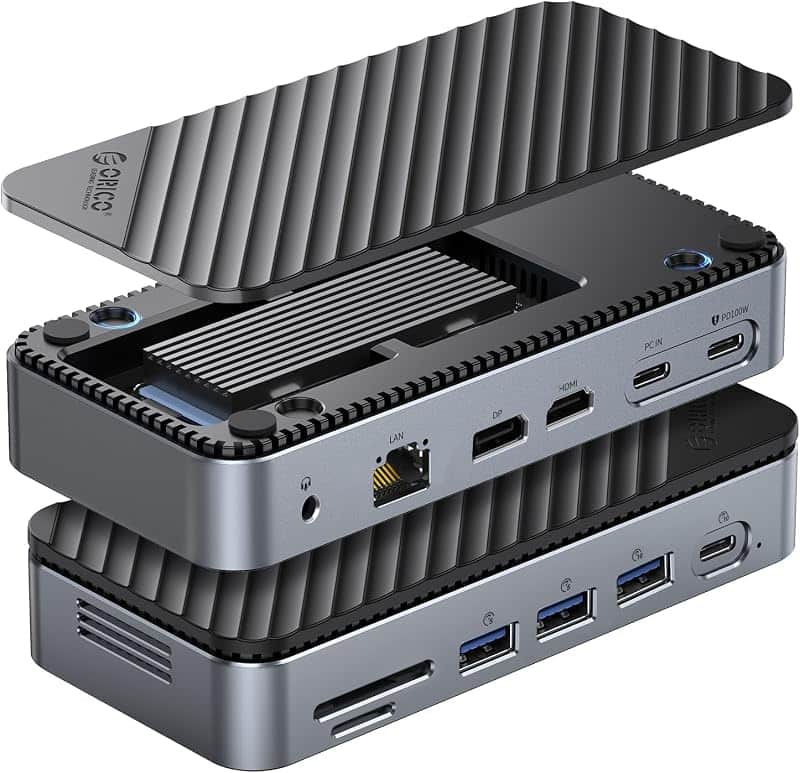 ORICO 12-in-1 USB C Hub with m.2 ssd Enclosure, USB C Docking Station Dual Monitor HDMI D…