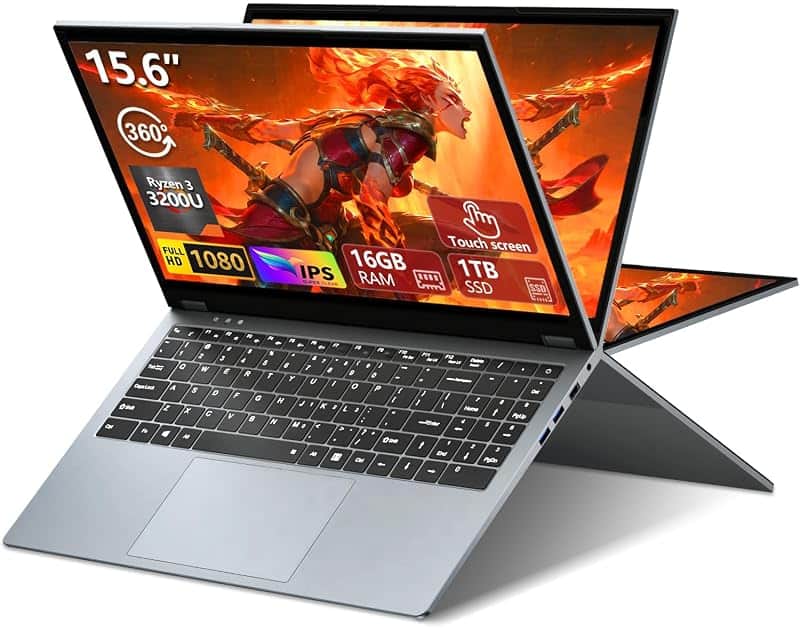 2 in 1 Laptop Computer, 15.6 Inch Convertible Laptop, 16GB DDR4 RAM 1TB SSD Touchscreen L…