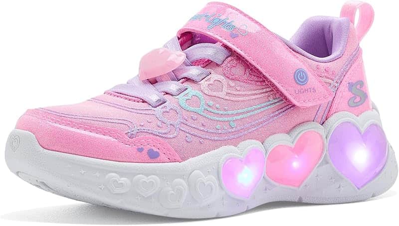 Girls' Enchanted Heart Lights Light-up Sparkle Mesh Sneakers