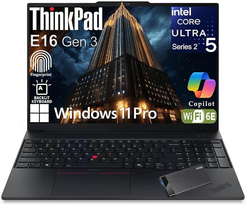 ThinkPad E16 Gen 3, 32GB DDR5 RAM, 1TB SSD, 500GB External HDD | Intel Ultra 5 225H High…