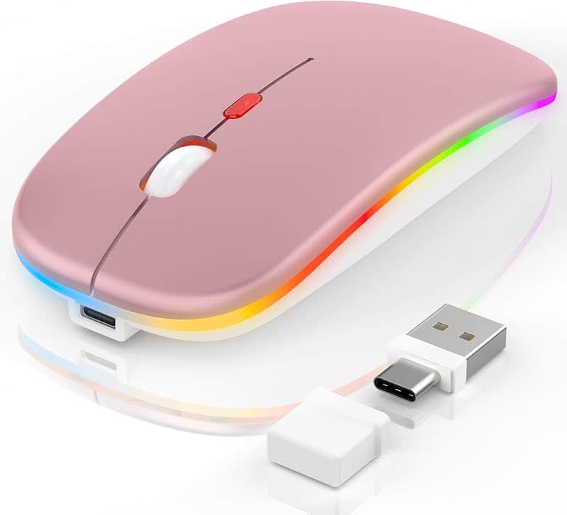 FYBC Mouse for MacBook, LED Bluetooth Wireless Mouse for MacBook Air PC iPad, Silent Rech…