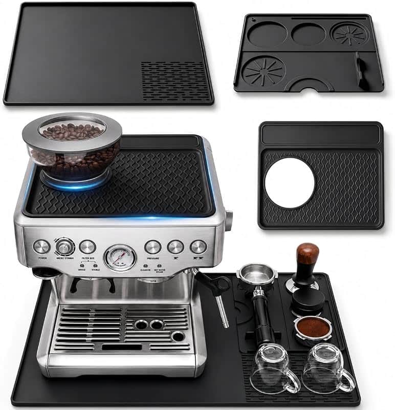 3-in-1 Silicone Mat for Breville Espresso Machine 870/880: 23.6"x15.7" Coffee Bar Mat + T…