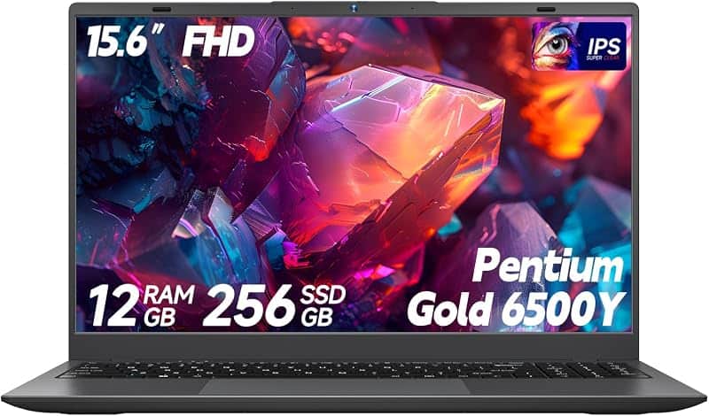 BLUEING 15.6" Laptop Computer, Laptop with 12GB RAM 256GB SSD, Pentium Gold 6500Y (Beats…