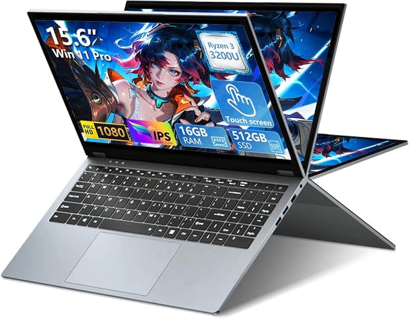 2 in 1 Laptop, Laptop Computer with Ryzen R3 3200U(up to 3.50GHz), 15.6 Inch Convertible…