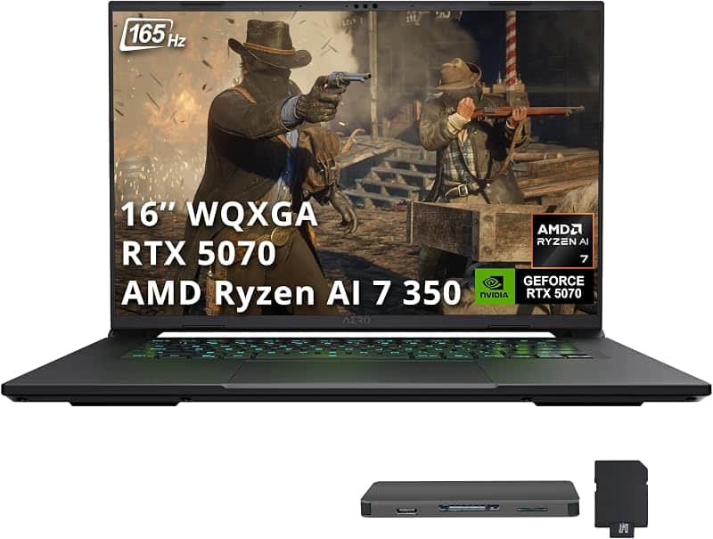 AERO X16 16" WQXGA 165Hz Gaming Laptop, AMD Ryzen AI 7 350, GeForce RTX 5070 8GB GDDR7, 1…