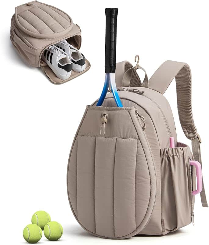 Tennis Gym Bag for Women, Quilted Pickleball 15.6" Laptop Backpack